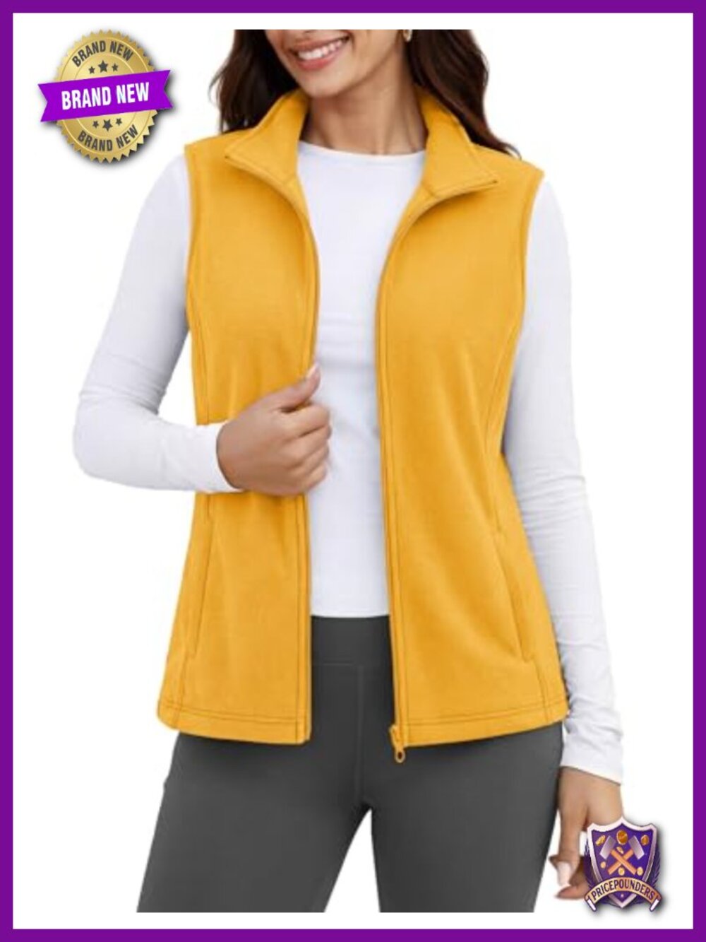 Women's Fleece Vest Sleeveless Lightweight Zip Jacket with Pockets
